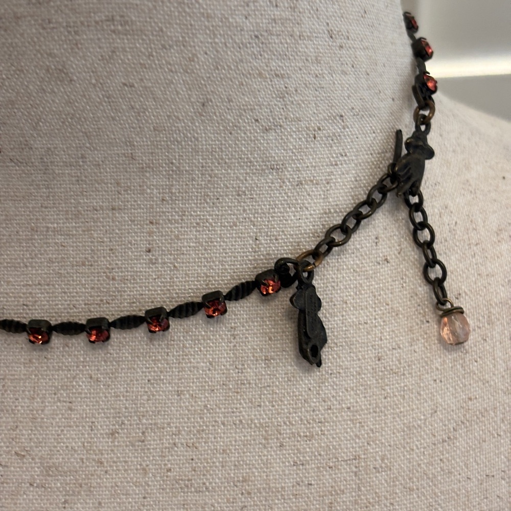 La Contessa by Mary DiMarco Pink Orange Pewter Choker Necklace Nature Inspired - Picture 6 of 6